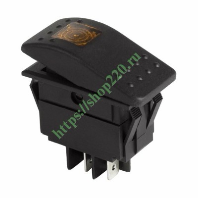 Выключатель клавишный 12V 35А(4с)ON-OFF желтый с подсв.REXANT36-4462