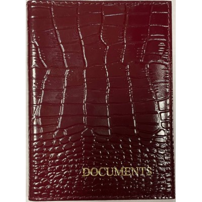 Автообложка DOCUMENTS+паспорт шик крокодил (бордовая)