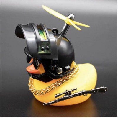 Игрушка на панель авто "Уточка в шлеме и очках" черный шлем