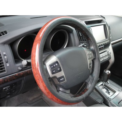 Оплетка руля "ALTEZZA" 307/4 (3XL) экокожа черная с деревом,46-48см
