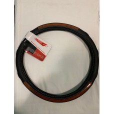 Оплетка руля "ALTEZZA" 1021 (L) экокожа черная с деревянной вставкой, 39-41см