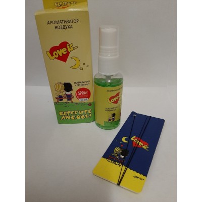 Ароматизатор LOVE IS Спрей + ёлка (Зелёный чай) 30ml