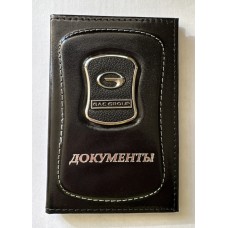 Автообложка ДОКУМЕНТЫ модельная со значком авто GAC (черная) кожа