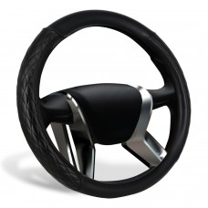Оплетка на руль экокожа гладкая со стеганными вставками SENATOR Tampa "M" (d=38см) /ЧЁРНЫЙ/