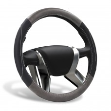 Оплетка на руль экокожа SENATOR TACOMA вставки из графитовой экокожи,прострочка серая М(d=38)/СЕРЫЙ