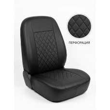 Чехлы модельные Renault Logan 2 2014- экокожа чёрная, ромб черная нить