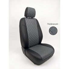 Чехлы модельные Volkswagen Polo V седан (2009-2020) экокожа чёрно-тёмно-серая, ромб