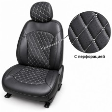 Чехлы перед экокожа чёрная, бабочка белая нить (компл.перед.1+2)