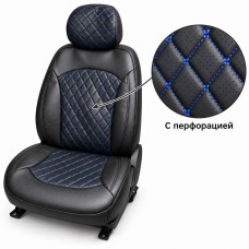 Чехлы перед экокожа чёрная, бабочка синяя нить (компл.перед.1+2)