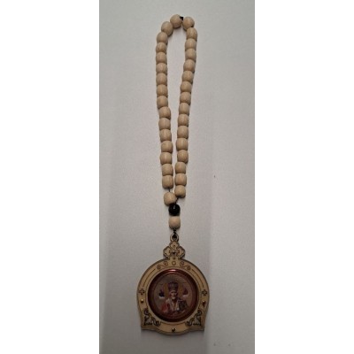 Чётки дерево светлое+Николай Чудотворец CH33