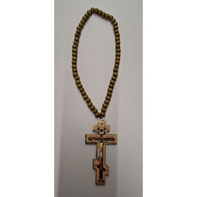 Чётки дерево коричневое+крест малый высота 10см CH38