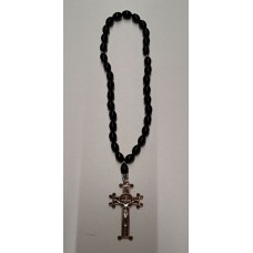 Чётки эмаль чёрная+крест бронза CH43