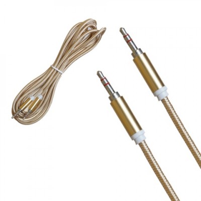 Кабель AUX  JD326 Тканевый круглый 3000mm (Gold)
