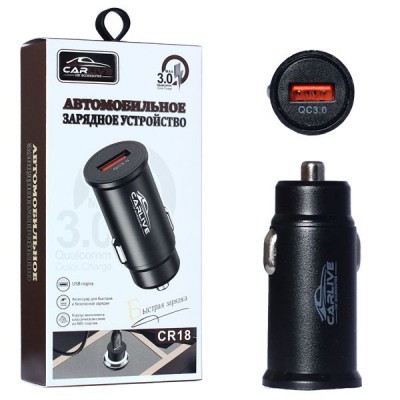 Автомобильное зарядное устройство Carlive CR18 QC3.0 1USB (Black)