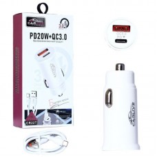 Автомобильное зарядное устройство Carlive CR22t QC3.0+PD20W 38W (White) + cable Type-C