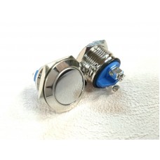 Кнопка металлическая антивандальная плоская б/фиксации 2-контактная (диаметр 16mm) Q001