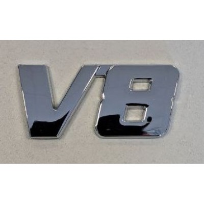 Надпись V8 металл хром длина 6см, высота 2.5см (скотч)