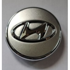 Hyundai (66x59x16) Колпачок на ступицу литого диска СЕРЫЙ+ХРОМ RING серия 350