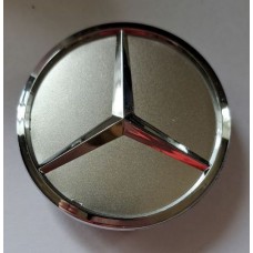 Mercedes (60x56x15) Колпачок на ступицу литого диска СЕРЫЙ+ХРОМ серия 350