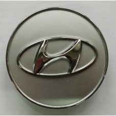 Hyundai (60x55x18) Колпачок на ступицу литого диска СЕРЫЙ+ХРОМ RING серия 350