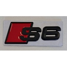 Надпись Audi S6 металл чёрный длина 8см, высота 3см (скотч)
