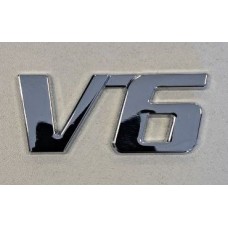 Надпись V6 металл хром длина 6см, высота 2.5см (скотч)