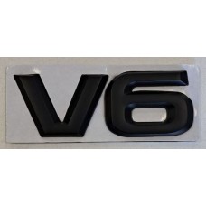 Надпись V6 большая металл чёрная длина 8.5см, высота 3см (скотч)