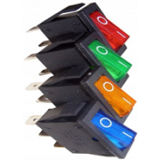 Выключатель прямоугольный длинный клавишный(3c)15A 250V AC 20A 125V AC ON-OFF Желтый с подсветкой Q021