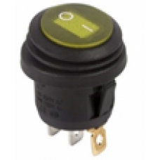Выключатель клавишный круглый желтый с подсветкой влагозащищенный   10A 125V   6A 250V ON-OFF (3c)