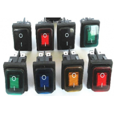 Выключатель клавишный MINI прямоугольн. Черный влагозащищенный  (4c) ON-OFF 6A 250VAC 10A 125VAC