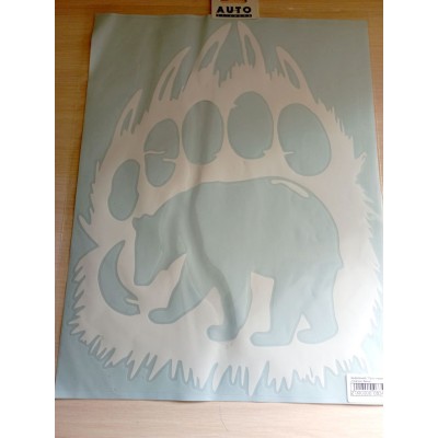 Наклейка (вырезанная) "Лапа (медведь)" наружная, (цвет белый), 33х43см 08959