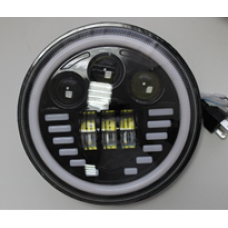 Фара светодиодная в алюминиевом корпусе LD-CREE-6LED 12-32V 7" White COMBO+габарит белый/желтый+поворотники 7" толщина 55mm K006-12