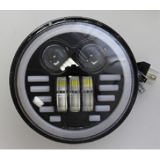 Фара светодиодная в алюминиевом корпусе LD-CREE-6LED 12-32V 5,75" White COMBO+габарит белый/желтый+поворотники 5,75" толщина 55mm K006-13