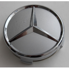 MERCEDES (внешний диаметр 75, внутренний диаметр 74) Колпачок на ступицу литого диска с логотипом (серебристый) D036