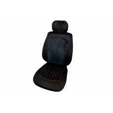 Чехлы MAXIMAL ROMB JJ-07-BLRD (5 мест) Велюр черный/шов красный