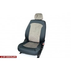 Чехлы MAXIMAL ROMB JJ-07-CHOCOLATE (5 мест) Велюр шоколад/шов бежевый