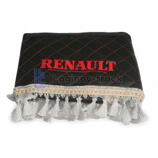 Ламбрекен лоб. стекла + угол с вышивкой RENAULT Эко кожа Ромб Чёрный (25758)
