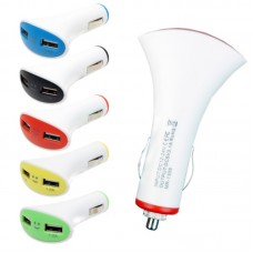 Автомобильное зарядное устройство 1309 2USB  5V/2A Smiling (Green) B4385