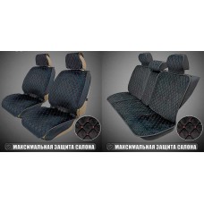 Накидки MAXIMAL LUX комплект JJ-09-BLBG Алькантара Ромб черный/ шов бежевый