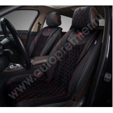 BRL 120 Накидки BRILLIANT AUTOPREMIER, передние 2шт., чёрный/красная нить, стёганая алькантара