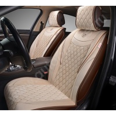 BRL 160 Накидки BRILLIANT AUTOPREMIER, передние 2шт., бежевый, стёганая алькантара