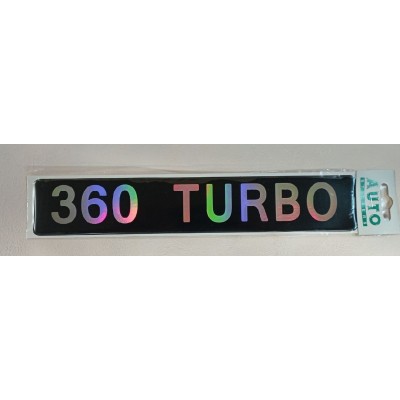 Наклейка (объемная) "360 TURBO" наружная металлизированная, (цвет черный), 5,5х27 см 03502