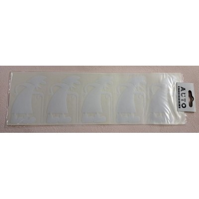 Наклейка (вырезанная) "Бабка" наружная, (цвет белый), (комплект 5 шт), 10х32см 03260