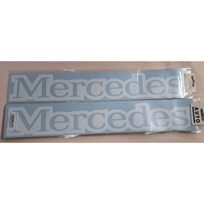 Наклейки (вырезанная) "MERCEDES" ( 8,5х50см), (комплект 2шт.) белый
