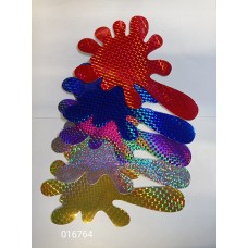 Наклейка "Клякса №1" наружная голографическая, (цвета ассорти), (комплект 10шт.) 13х20,5 см 00208