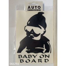 Наклейка (вырезанная) "Baby on Board" наружная, (цвет чёрный, 12х17см 07135