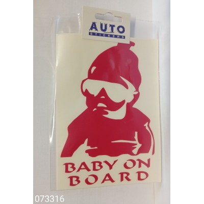 Наклейка (вырезанная) "Baby on Board" наружная, (цвет красный), 12х17см 07916