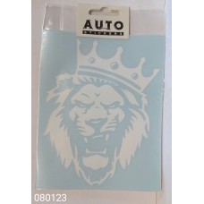 Наклейка (вырезанная) "Лев (корона)" наружная, (цвет белый), 16х12 см 08617