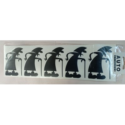 Наклейка (вырезанная) "Бабка" наружная, (цвет черный), (комплект 5 шт), 10х32 см 03261