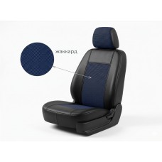 Чехлы модельные Geely Emgrand II 2021- экокожа чёрная+жаккард синий